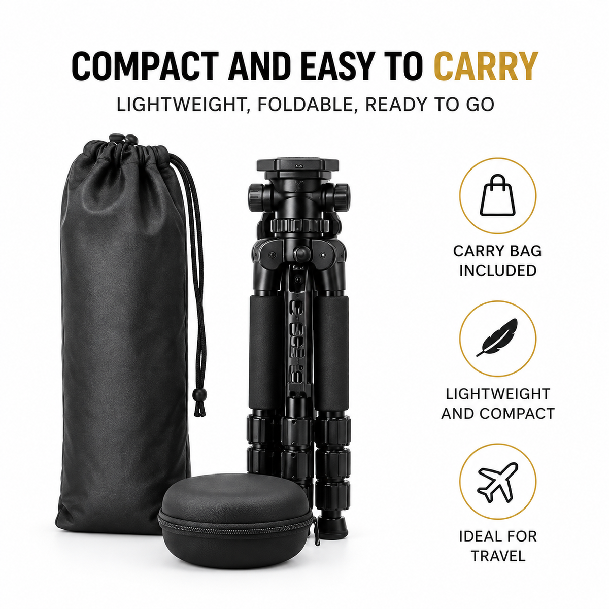 Foldable JOUNEN tripod with carrying bag and storage case